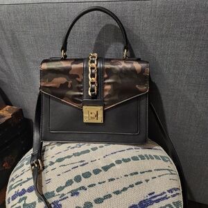 Aldo Black and Camouflage Handbag With Strap For Crossbody Bag Style